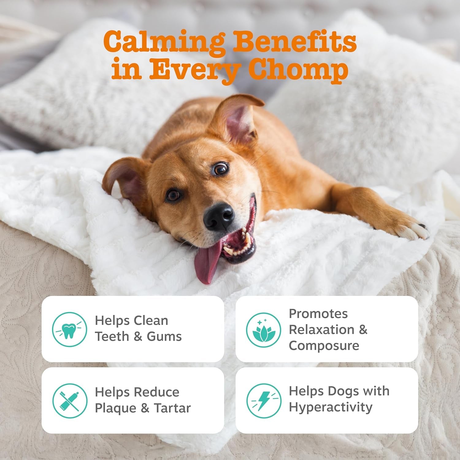 Calming Orastix for Dogs - Dental Sticks for Stress and Anxiety Relief with Hemp Melatonin Chamomile Dog Tartar Teeth Cleaning Calm Composure for Fireworks and Thunderstorms